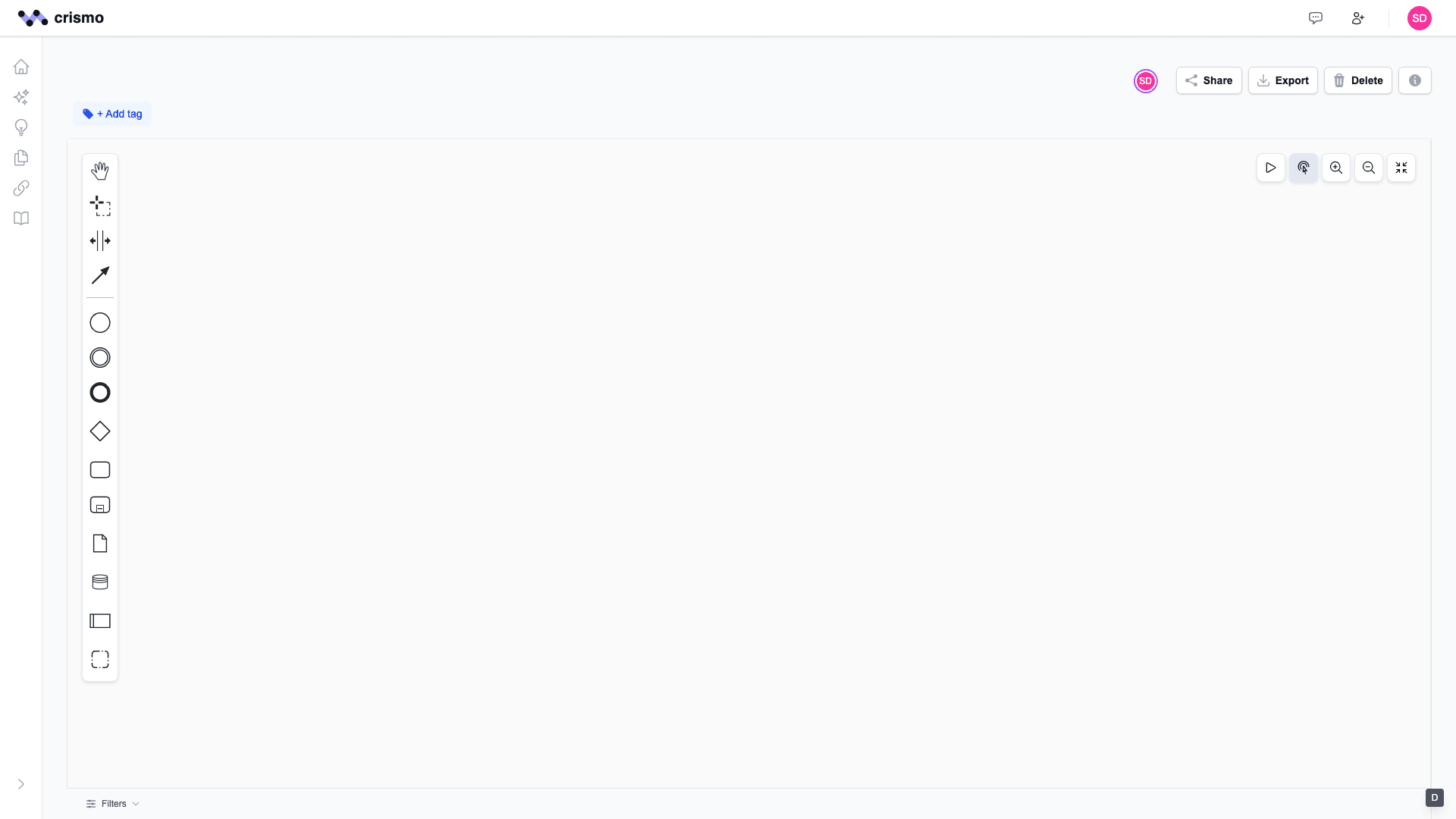Crismo BPMN editor with a process diagram