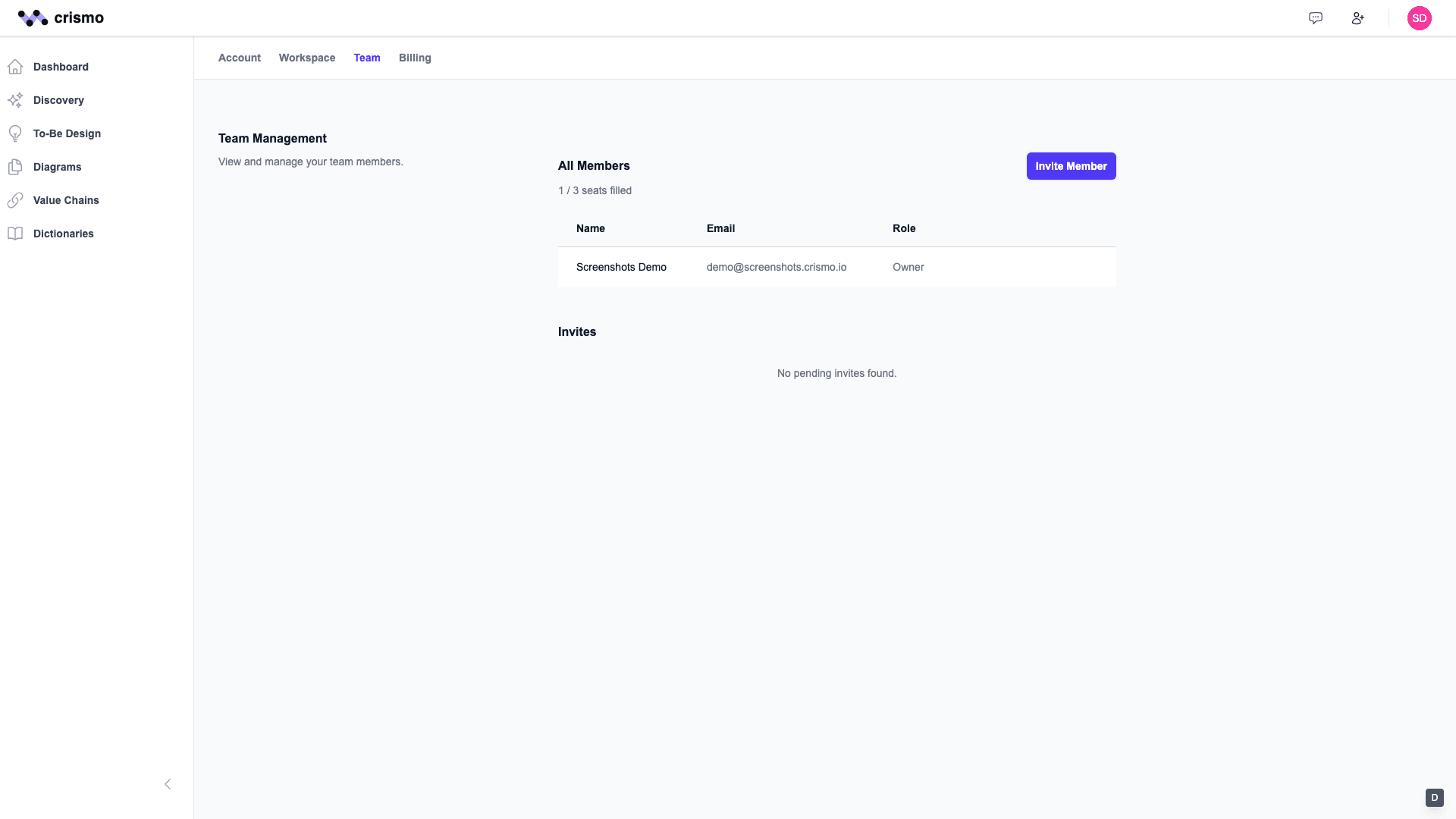 Crismo team members management